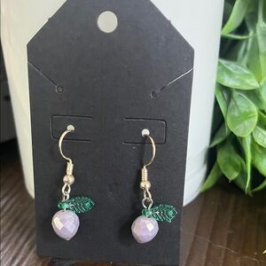 Handmade Purple and Green Dangle Earrings